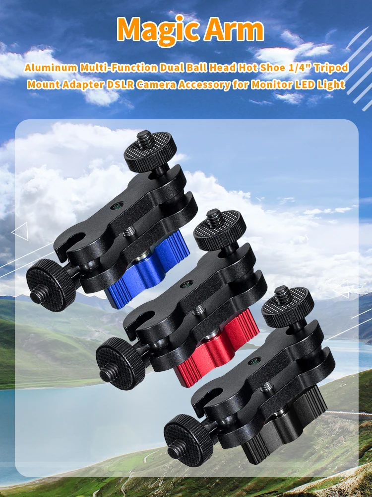 Aluminum Magic Arm Mount Adapter Selfie Tripod Multi Function Holder Dual Ball Head Hot Shoe w 1/4'' Screw for DSLR Camera Phone
Aluminum Magic Arm Mount Adapter Selfie Tripod Multi Function Holder Dual Ball Head Hot Shoe w 1/4'' Screw for DSLR Camera Phone