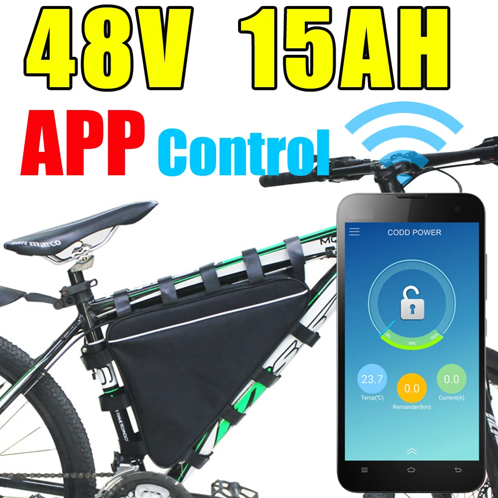 48V 15Ah triangle lithium ion ebike battery with APP Bluetooth GPS remote control 48v 750w bafang motor Electric Bike battery
48V 15Ah triangle lithium ion ebike battery with APP Bluetooth GPS remote control 48v 750w bafang motor Electric Bike battery