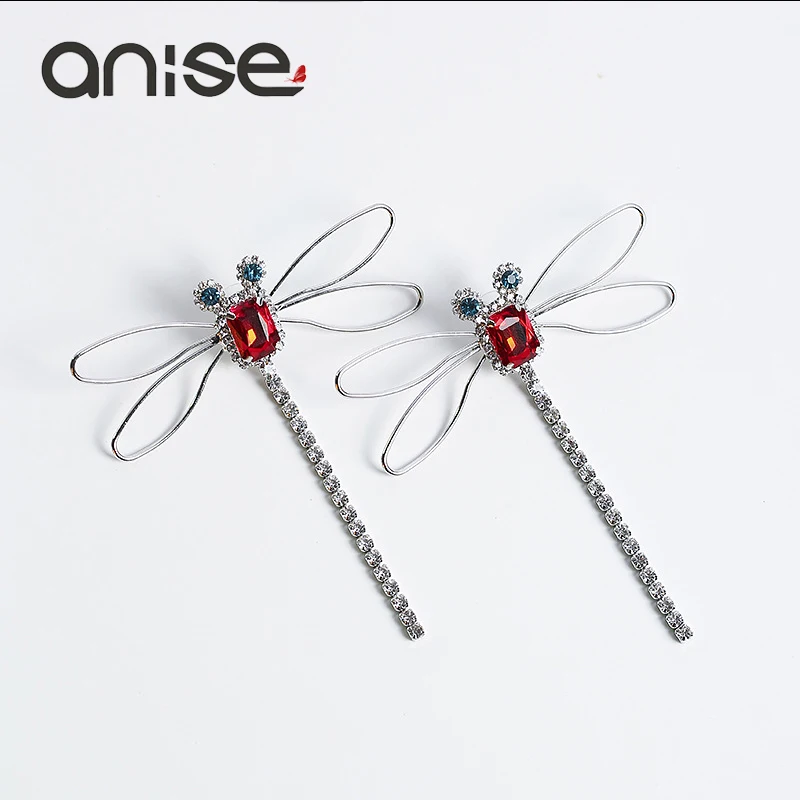 Anise Exquisite Red Dragonfly Stud Earrings Full Rhinestone Tassel Big Earrings For Woman Fashion Oorbellen Jewelry
Anise Exquisite Red Dragonfly Stud Earrings Full Rhinestone Tassel Big Earrings For Woman Fashion Oorbellen Jewelry