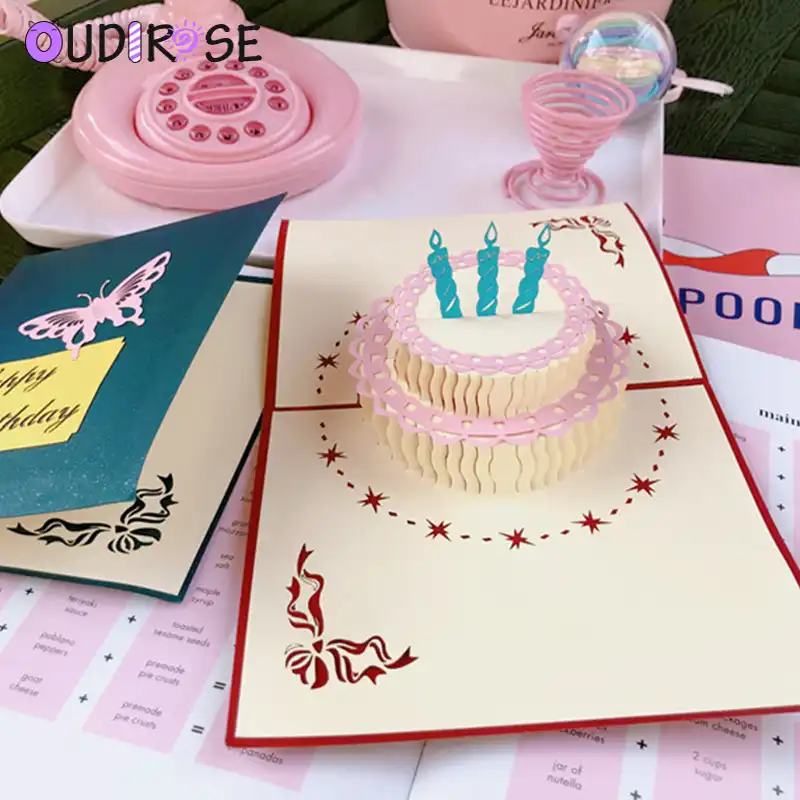 birthday postcard blank paper 3d greeting gift card handmade pop