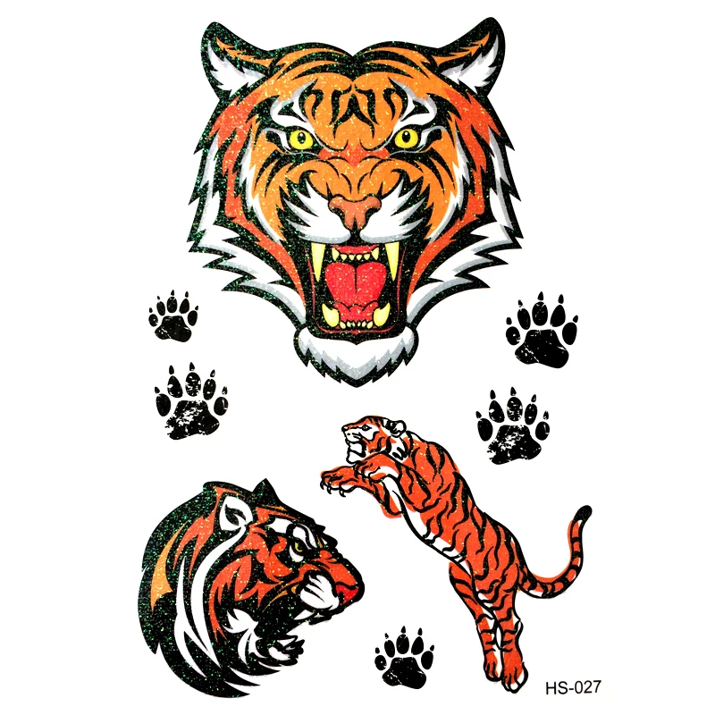 3pcs Tiger Waterproof Temporary Tattoos Men Flash Powder Tattoo body art Animal Temporary Tattoo Gold Power tatoo sticker
3pcs Tiger Waterproof Temporary Tattoos Men Flash Powder Tattoo body art Animal Temporary Tattoo Gold Power tatoo sticker