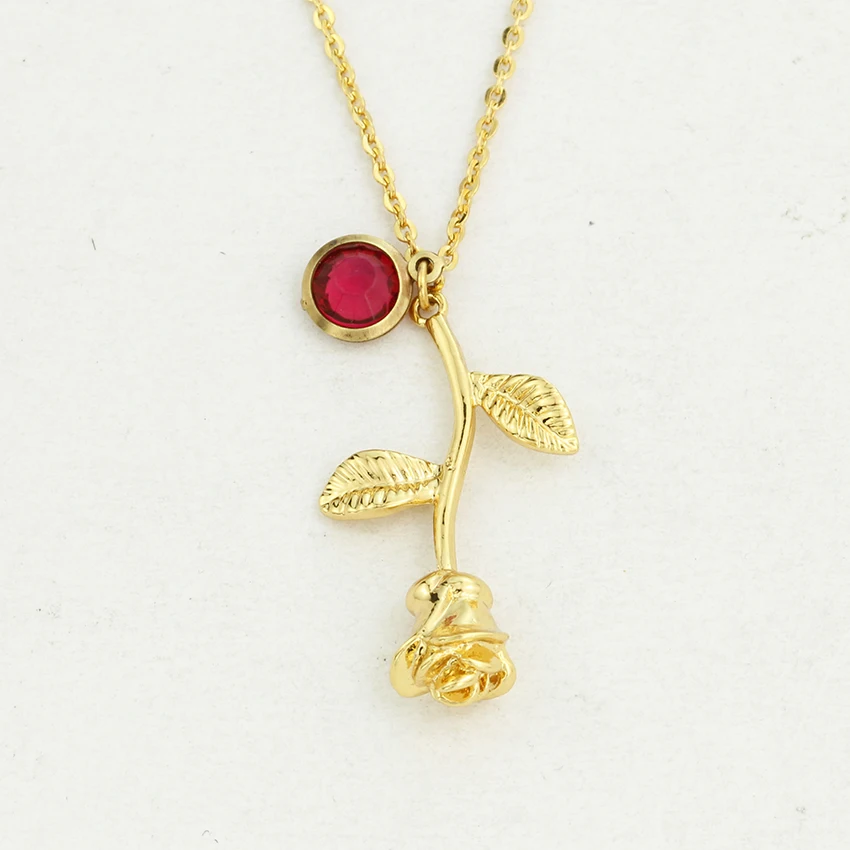 Statement Rose Necklace Custom Jewelry Personalized Birthstone Necklaces Women Beauty and the Beast Movie Valentine's Day Gifts
Statement Rose Necklace Custom Jewelry Personalized Birthstone Necklaces Women Beauty and the Beast Movie Valentine's Day Gifts