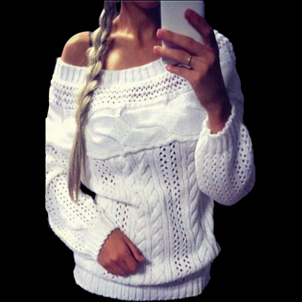 Autumn Winter Women Ladies Sexy Off Should Hollow Out Long Sleeve Pullover Casual Loose Solid Twist Knitted Sweater Jumpers
Autumn Winter Women Ladies Sexy Off Should Hollow Out Long Sleeve Pullover Casual Loose Solid Twist Knitted Sweater Jumpers
