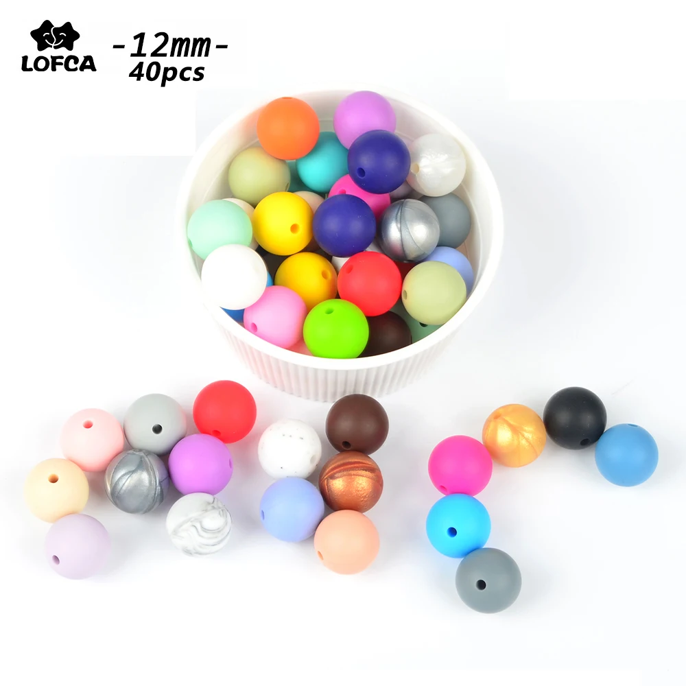 LOFCA 12mm Round Shape 40pcs/lot Silicone Teething Beads For DIY Nursing Necklace Food Grade Chew Beads
LOFCA 12mm Round Shape 40pcs/lot Silicone Teething Beads For DIY Nursing Necklace Food Grade Chew Beads