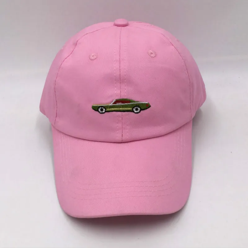 Унисекс модная вышитая розовая шляпа для папы с автомобилем хлопковая черная
