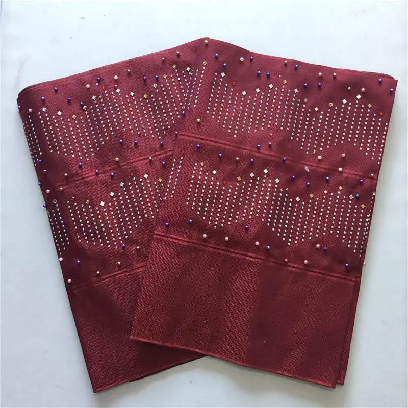 Latest Special design Aso Oke with beads wine color Headtie two pieces high end African gele Wrapper Scarf
Latest Special design Aso Oke with beads wine color Headtie two pieces high end African gele Wrapper Scarf