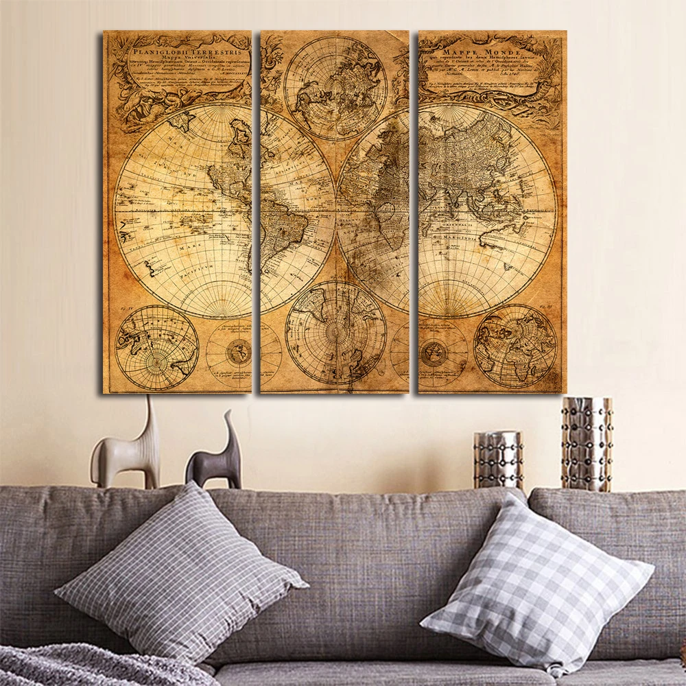 MONICA Vintage World Map 3 Panel Canvas Painting Oil Paint Print On Canvas Picture Wall Print Picture Living Room Unframed
MONICA Vintage World Map 3 Panel Canvas Painting Oil Paint Print On Canvas Picture Wall Print Picture Living Room Unframed