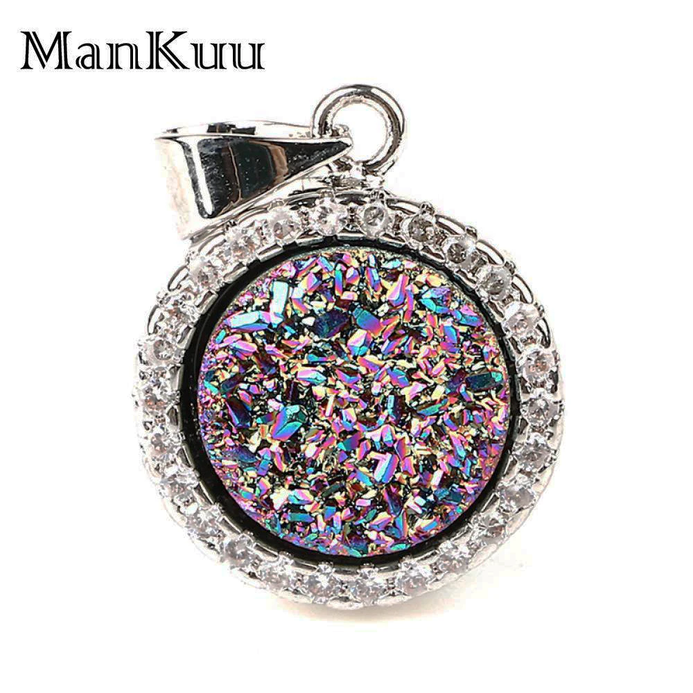 Mankuu Multi Colors Druzy Pendants Silver Plating Round Crystal Pendants Micro Pave Zircon Natural Stone Pendants Jewelry Making
Mankuu Multi Colors Druzy Pendants Silver Plating Round Crystal Pendants Micro Pave Zircon Natural Stone Pendants Jewelry Making