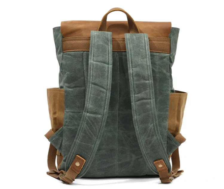 Men Backpack Waterproof Computer Laptop Bag Vintage Canvas Large Capacity Travel Backpacks Leather Military Male Backpack School Men Backpack Waterproof Computer Laptop Bag Vintage Canvas Large Capacity Travel Backpacks Leather Military Male Backpack School