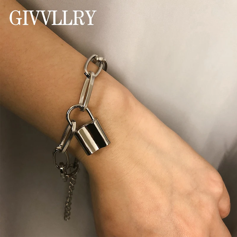 GIVVLLRY Chunky Cuban Link Chain Bracelets for Women Punk Gold Silver Lock Charm Bracelet Statement Jewelry Fashion Accessories
GIVVLLRY Chunky Cuban Link Chain Bracelets for Women Punk Gold Silver Lock Charm Bracelet Statement Jewelry Fashion Accessories