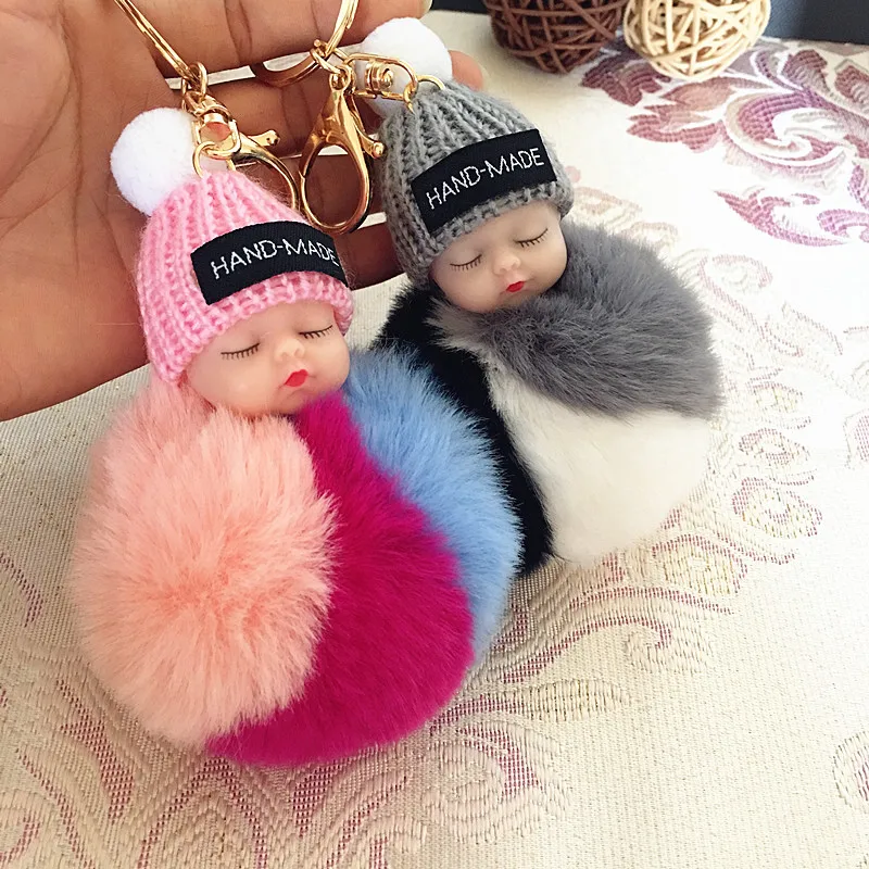 PINXIU Sleeping Baby Doll Keychain Pompom Rabbit Fur Ball Key Chain Car Keyring Women Key Holder Bag Pendant Charm Accessories
PINXIU Sleeping Baby Doll Keychain Pompom Rabbit Fur Ball Key Chain Car Keyring Women Key Holder Bag Pendant Charm Accessories
