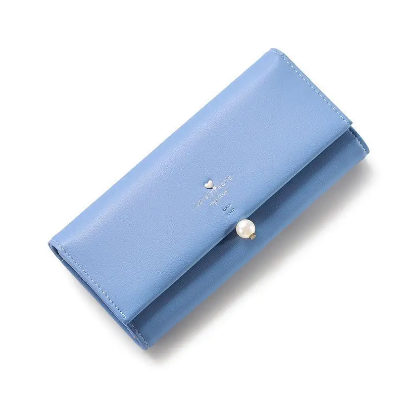 

Long wallet female pearl pu leather women wallet brand design lady clutch purse girl change bag card holders