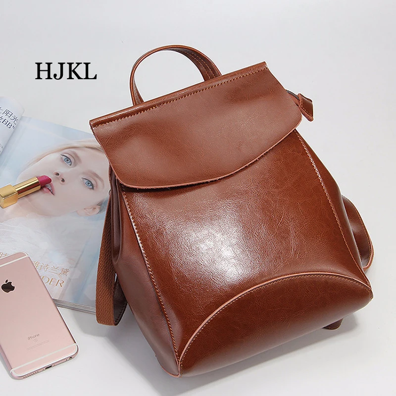 Women Oil wax backpack genuine leather backpack travel bag large capacity simple School style bag
Women Oil wax backpack genuine leather backpack travel bag large capacity simple School style bag