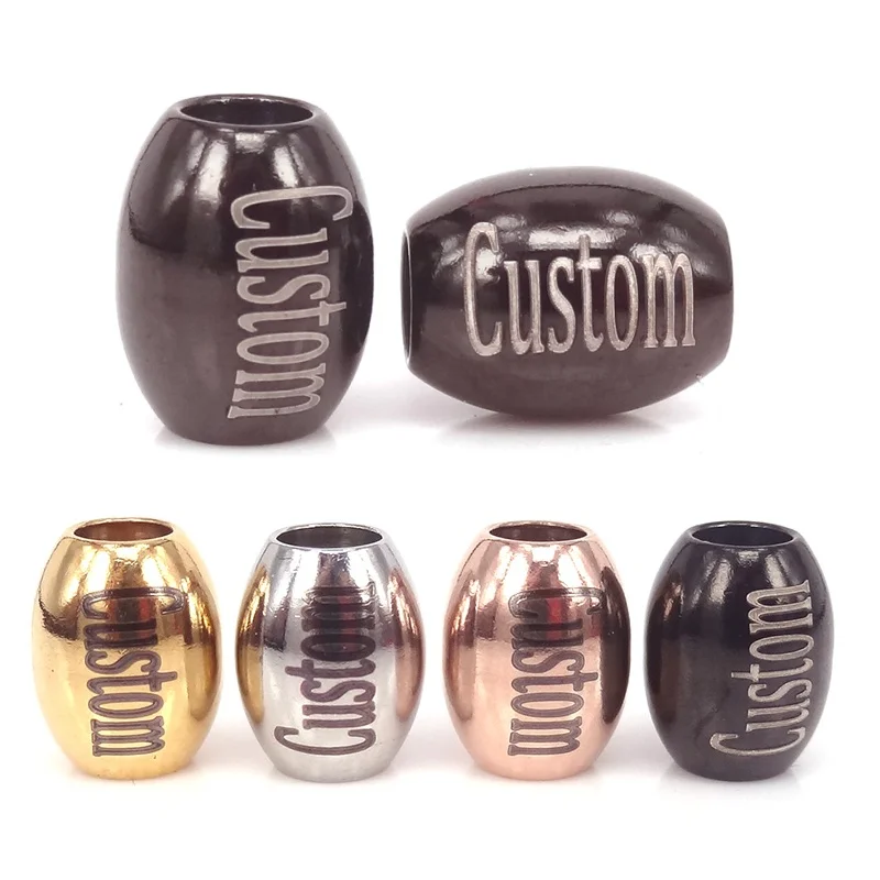 Customized Etched logo beads,Customer Engrave Bead Fit Personalized Beaded Bracelet Jewelry DIY Stainless Steel Oval Rice Bead
Customized Etched logo beads,Customer Engrave Bead Fit Personalized Beaded Bracelet Jewelry DIY Stainless Steel Oval Rice Bead