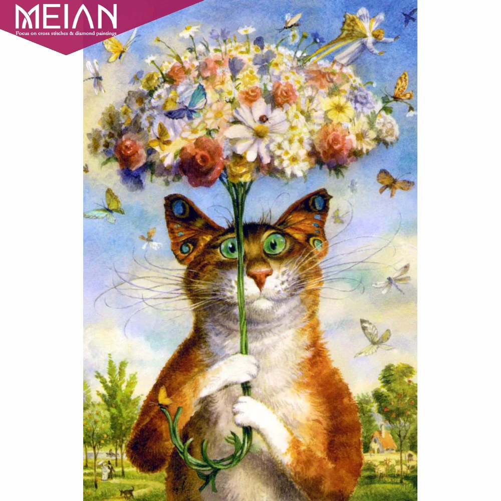 Meian 5D Diy Diamond Painting Diamond Mosaic "Cat Flowers" Pictures Rhinestones Cross Stitch Home Decor Diamond Embroidery Gift
Meian 5D Diy Diamond Painting Diamond Mosaic "Cat Flowers" Pictures Rhinestones Cross Stitch Home Decor Diamond Embroidery Gift