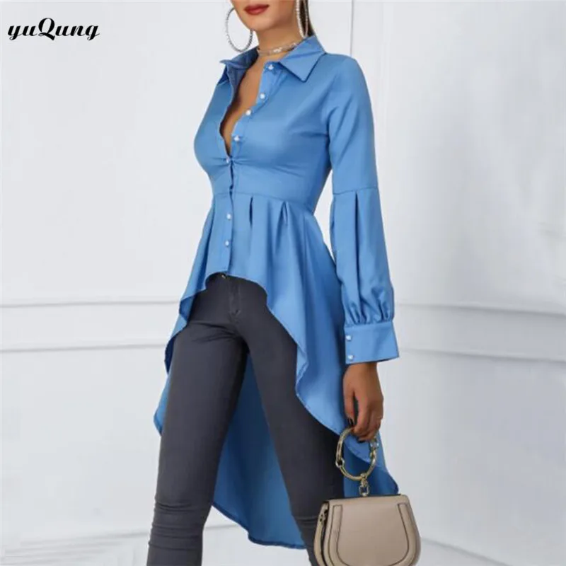 Women Casual long Blouse Shirts 2019 Ladies Long lantern Sleeve swallow tail Tops Blouses Female Solid Button Long Clothes
Women Casual long Blouse Shirts 2019 Ladies Long lantern Sleeve swallow tail Tops Blouses Female Solid Button Long Clothes