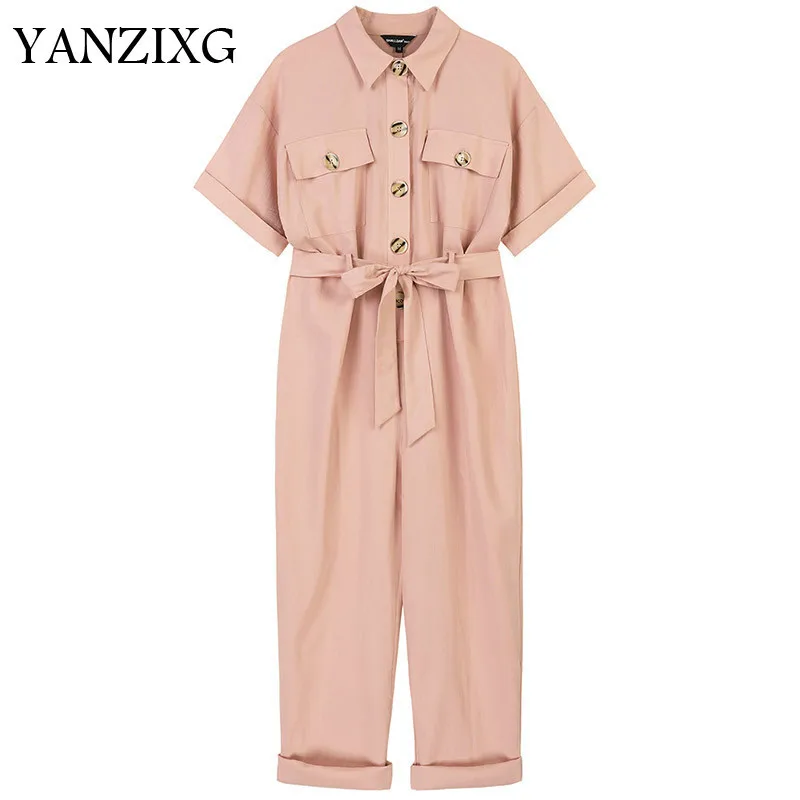 2019 New Spring Summer High Waist Pocket Stitch Lapel Button Bandage Loose Long Pants Women Jumpsuit Fashion Tide E609
2019 New Spring Summer High Waist Pocket Stitch Lapel Button Bandage Loose Long Pants Women Jumpsuit Fashion Tide E609
