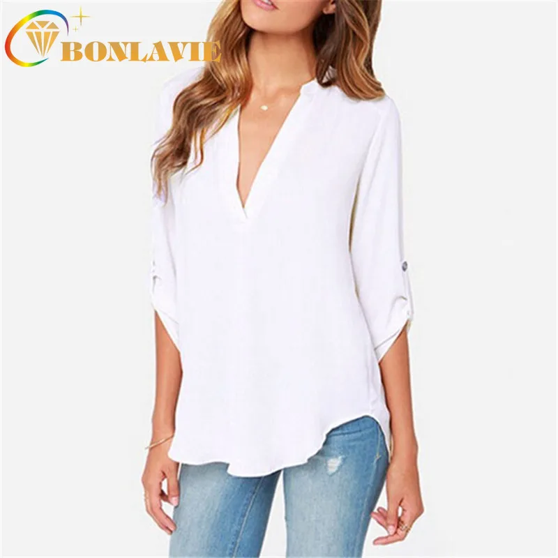 Women Cloth Large Size V-Collar Long Sleeve Wrinkled Sleeve Loose Chiffon Shirt Solid Black Women Fashion Blouse
Women Cloth Large Size V-Collar Long Sleeve Wrinkled Sleeve Loose Chiffon Shirt Solid Black Women Fashion Blouse