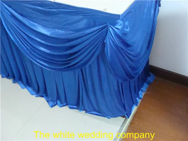 2pcs 21ft Royal Blue Ice Silk Table Skirt With Swag For Wedding Party Banquet Free Shipping
2pcs 21ft Royal Blue Ice Silk Table Skirt With Swag For Wedding Party Banquet Free Shipping