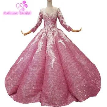 2018 Luxury Pink Sequins Lace O-neck Waves Ball Gown Prom Party Dress Long Sleeves Floor-length Vintage Formal Evening Dresses
2018 Luxury Pink Sequins Lace O-neck Waves Ball Gown Prom Party Dress Long Sleeves Floor-length Vintage Formal Evening Dresses