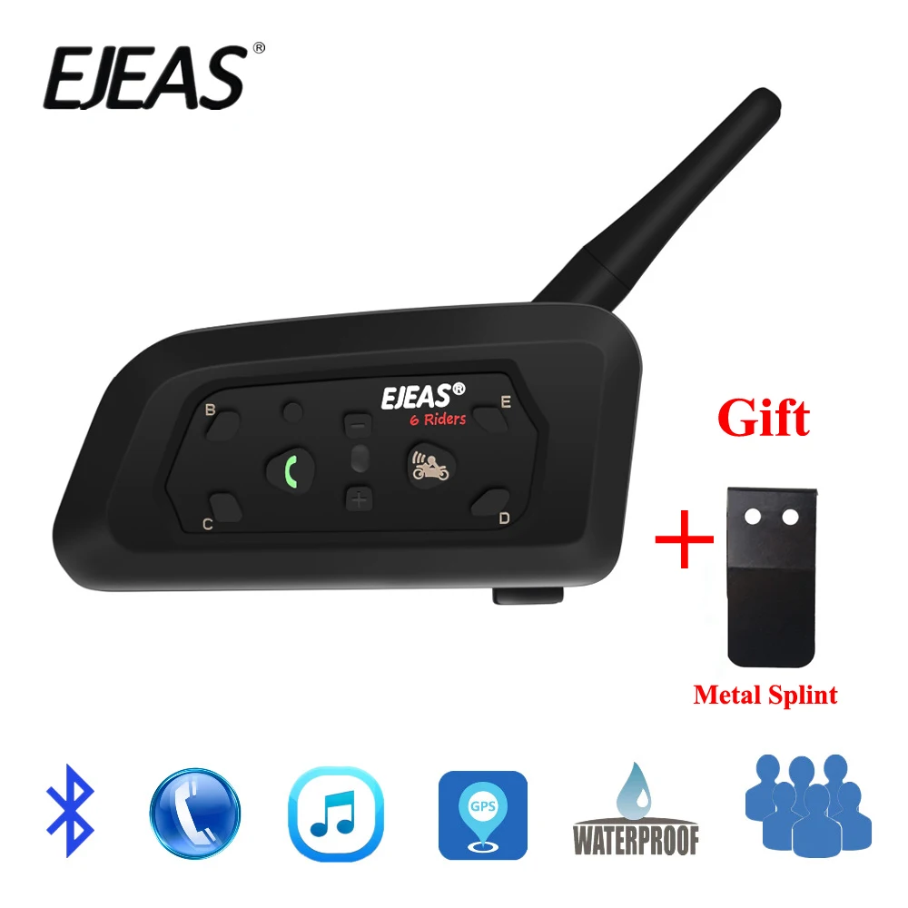 EJEAS V6 PRO Bluetooth Motorcycle BT Communicator Helmet Intercom Headset with 1200m Interphone for 6 Riders + Metal Splint
EJEAS V6 PRO Bluetooth Motorcycle BT Communicator Helmet Intercom Headset with 1200m Interphone for 6 Riders + Metal Splint