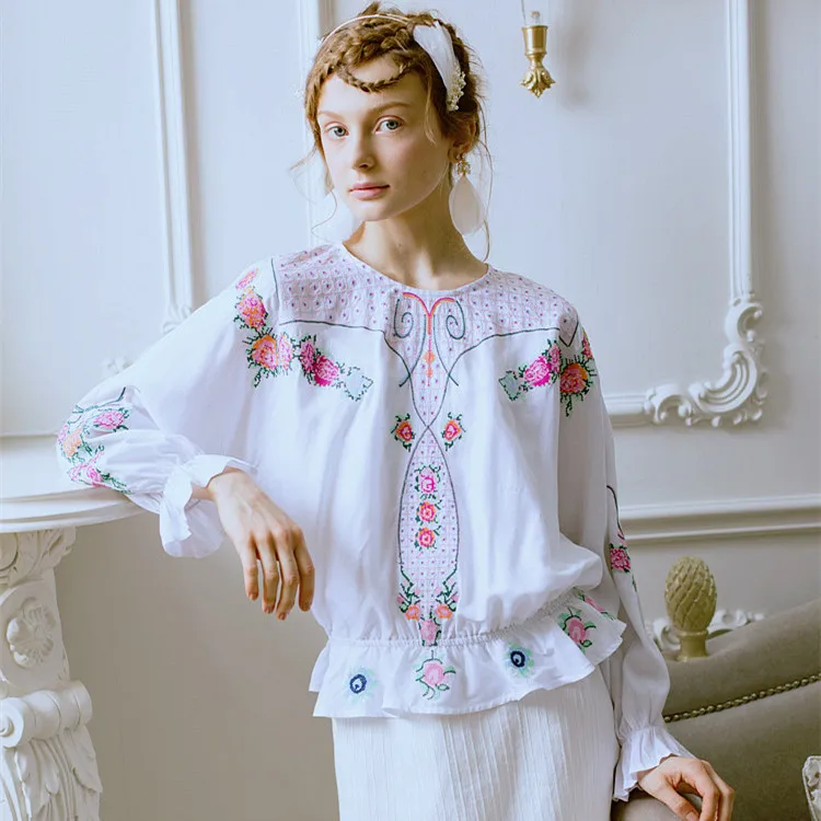 LYNETTE'S CHINOISERIE Spring batwing sleeve exquisite cross-stitch rustic white long-sleeve fashion all-match loose shirt
LYNETTE'S CHINOISERIE Spring batwing sleeve exquisite cross-stitch rustic white long-sleeve fashion all-match loose shirt
