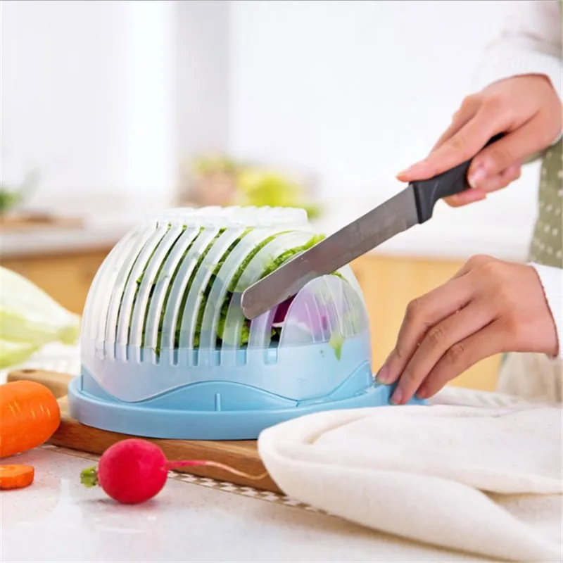 

60 Second Salad Cutter Bowl Kitchen Gadget Vegetable Fruits Slicer Chopper Washer And Cutter Quick Salad Maker Kitchen tool