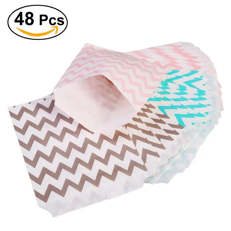 Image 48pcs Chevron Treat Sacks Wedding Candy Bar Bags Party Paper Gift Bag Christmas Gift Bag Birthday Party Wedding Candy Packaging