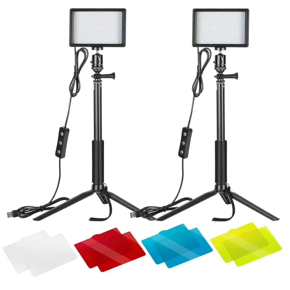 Neewer 2 Packs Dimmable 5600K USB LED Video Light with Adjustable Tripod Stand/Color Filters for Tabletop/Low Angle Shooting
Neewer 2 Packs Dimmable 5600K USB LED Video Light with Adjustable Tripod Stand/Color Filters for Tabletop/Low Angle Shooting