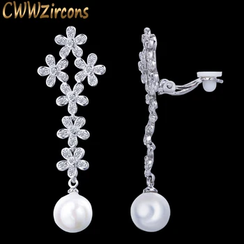 CWWZircons No Pierced Ear Design CZ Cstyal Long Flower Drop Women Wedding Clip On Pearl Earrings Without Piercing CZ153
CWWZircons No Pierced Ear Design CZ Cstyal Long Flower Drop Women Wedding Clip On Pearl Earrings Without Piercing CZ153