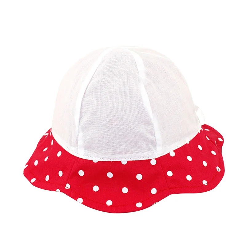 Polka Strawberry Baby Hat Fashion Red Girls Bucket Hat Dots Cotton Kids Sun Cap Lace Up Girls Hat Summer Baby Girls Clothing (6)