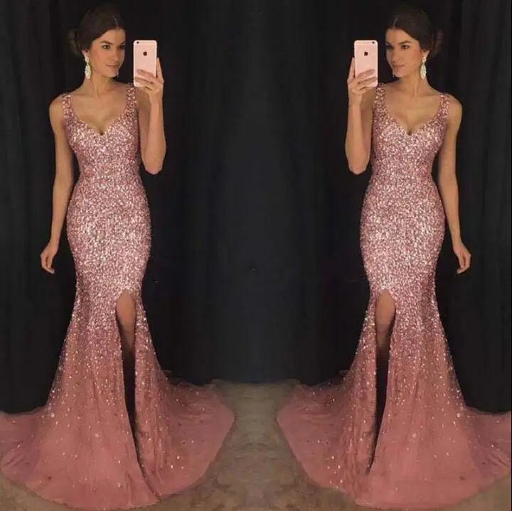 2019 New Pattern Sexy Deep V Neck Full Dress Pink Sequins Mesh Long Dresses Evening Gowons Women Vestidos
2019 New Pattern Sexy Deep V Neck Full Dress Pink Sequins Mesh Long Dresses Evening Gowons Women Vestidos
