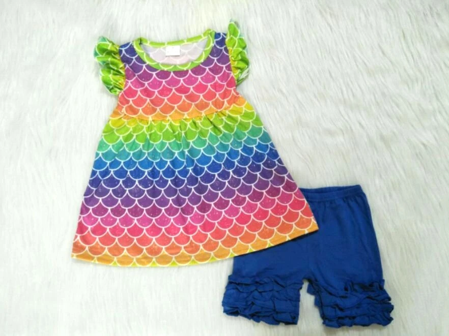 fashion scale outfits baby girls rainbow color flying sleeve t shirt+blue shorts 2 pcs sets kids outfit
fashion scale outfits baby girls rainbow color flying sleeve t shirt+blue shorts 2 pcs sets kids outfit