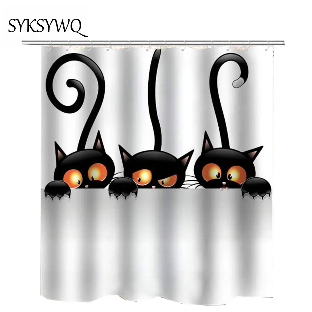 Black And White Shower Curtain Black Cat Curtain For The Bathroom 3D Fabric Funny Bath Curtain Cute Cat Cortina De Ducha Curtain
Black And White Shower Curtain Black Cat Curtain For The Bathroom 3D Fabric Funny Bath Curtain Cute Cat Cortina De Ducha Curtain