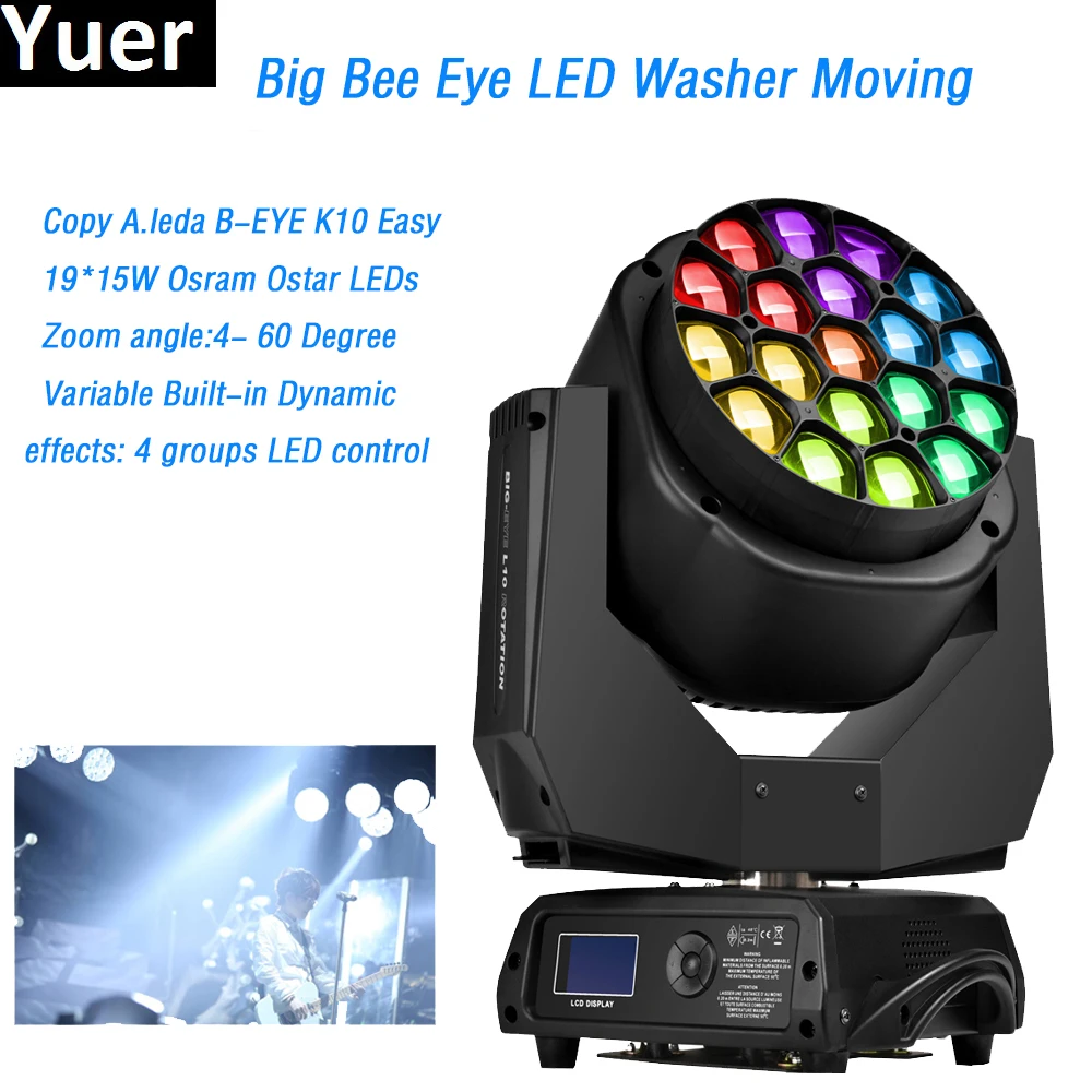 2018 Factory Price LED Big Bee Eye Moving Head Washer Lights Copy Clay Paky 19X15W RGBW Quad Color O-sram Lamp DJ Disco Lights
2018 Factory Price LED Big Bee Eye Moving Head Washer Lights Copy Clay Paky 19X15W RGBW Quad Color O-sram Lamp DJ Disco Lights