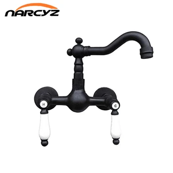Kitchen Faucet Black 360 rotate wall mounted Torneira De Cozinha Brass Faucet Hot and Cold Double handles Mixer Taps XT-185
Kitchen Faucet Black 360 rotate wall mounted Torneira De Cozinha Brass Faucet Hot and Cold Double handles Mixer Taps XT-185