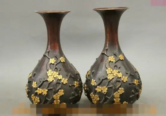 S5318 Folk Chinese Bronze Gilt Auspicious Ornament Plum Flower Statue Vases Pot Pair discount 30% (C0324)
S5318 Folk Chinese Bronze Gilt Auspicious Ornament Plum Flower Statue Vases Pot Pair discount 30% (C0324)