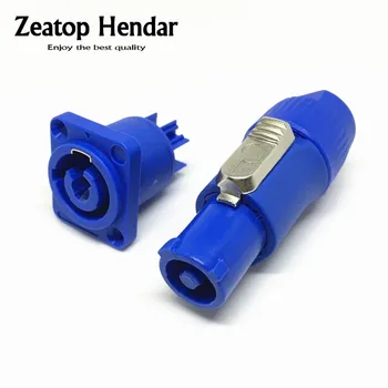 

10Set High Quality 3 Pin Blue Neutrik PowerCON Type A NAC3FCA+NAC3MPA-1 Chassis Plug Panel Adapter