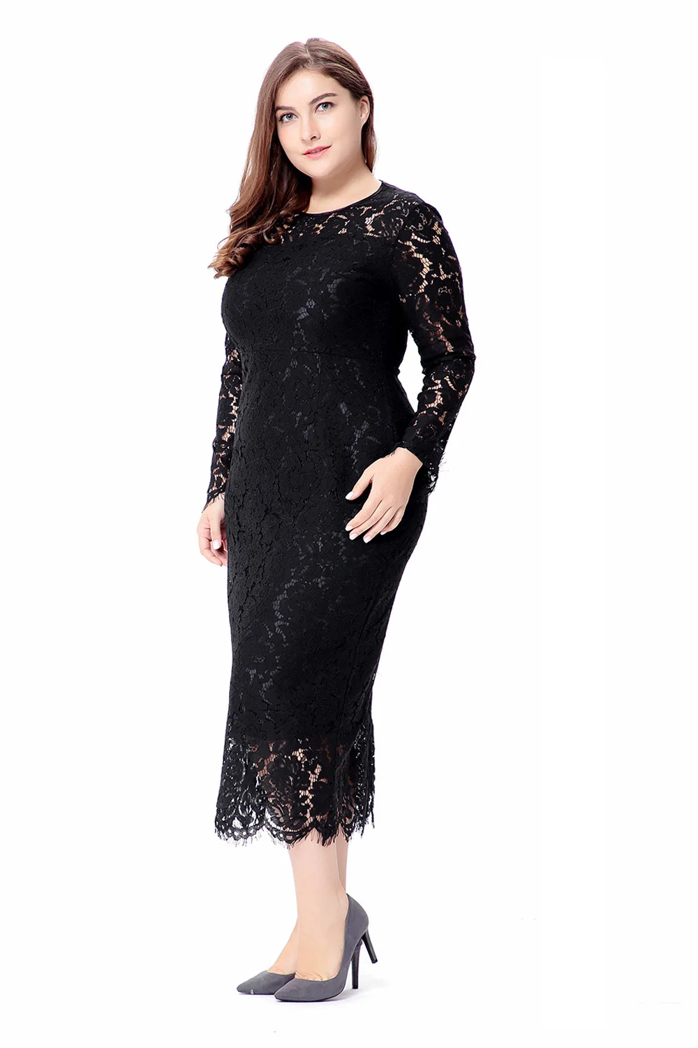 women Elegant black plus size lace dress Summer vestidos 6XL Long large size dress Sexy evening party Big Size dresses white/red 6