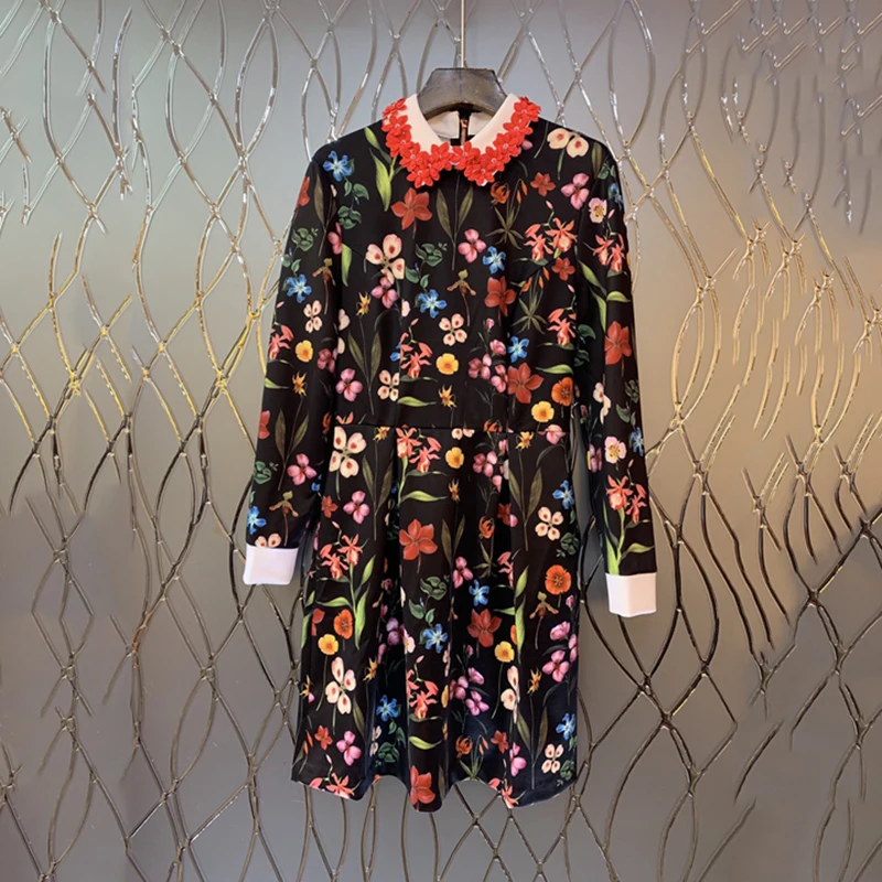 Vintage Print Dress Women 2019 Spring Turn-down Collar Flower Pattern A Line Long Sleeve Dress Ladies Knee-length Elegant Dress
Vintage Print Dress Women 2019 Spring Turn-down Collar Flower Pattern A Line Long Sleeve Dress Ladies Knee-length Elegant Dress
