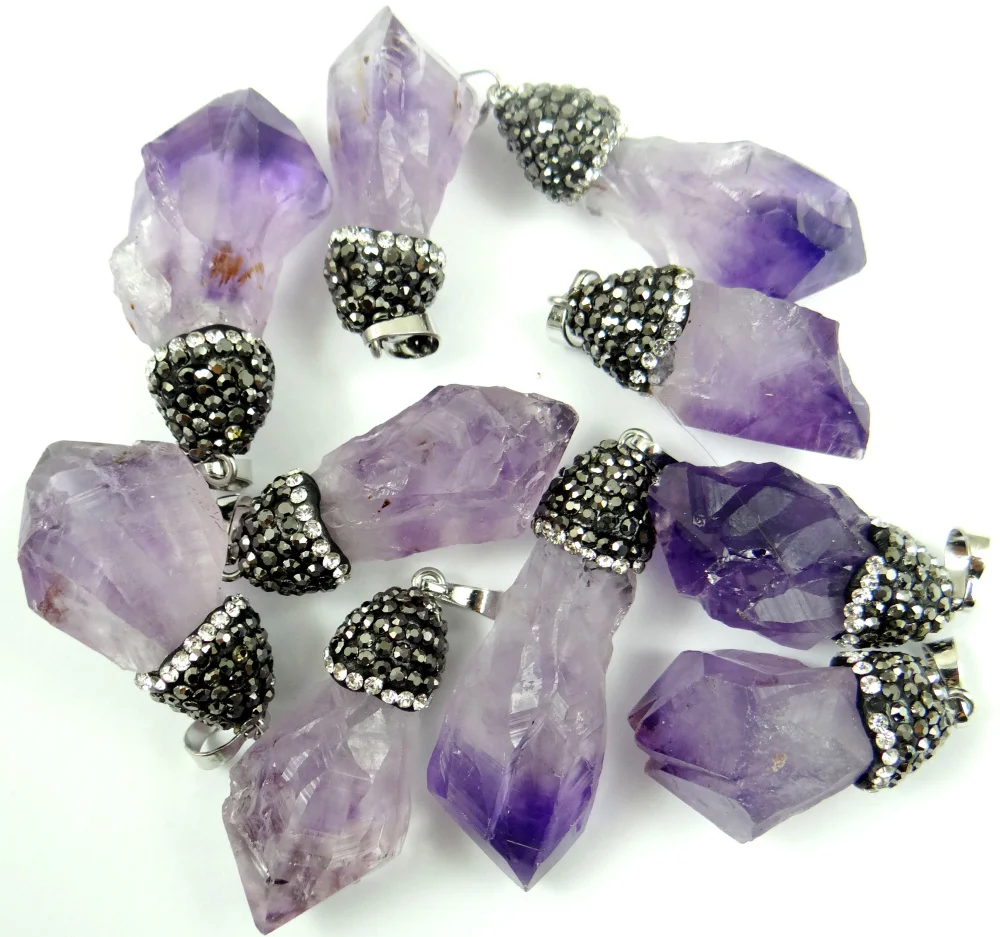 Fashion Amethysts Pendant Rhinestone Clay Pave & Brass silver color plated natural Randomly Shaped Purple Quartz stone Pendants
Fashion Amethysts Pendant Rhinestone Clay Pave & Brass silver color plated natural Randomly Shaped Purple Quartz stone Pendants