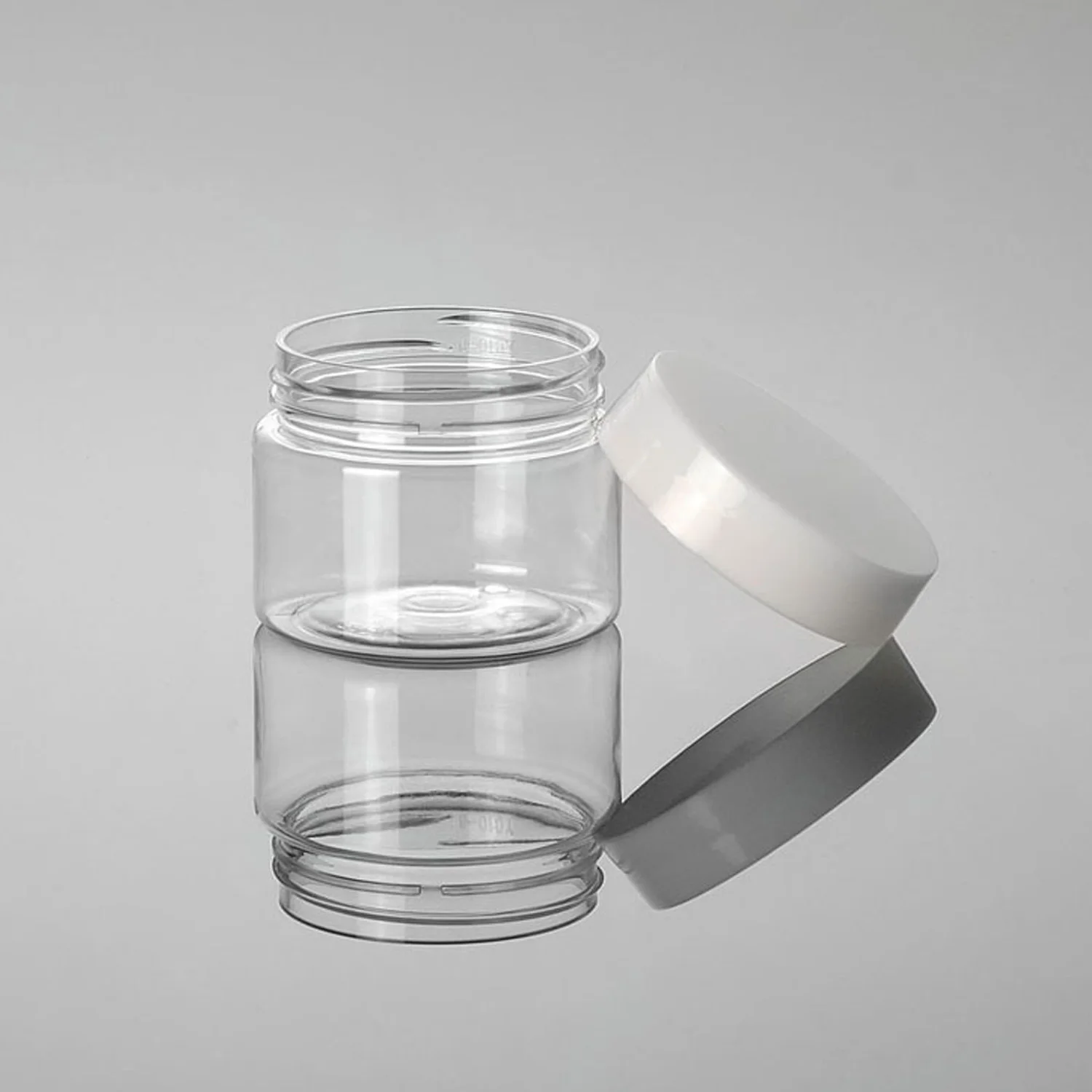 Пустые прозрачные пластиковые контейнеры для хранения с широким горлышком и