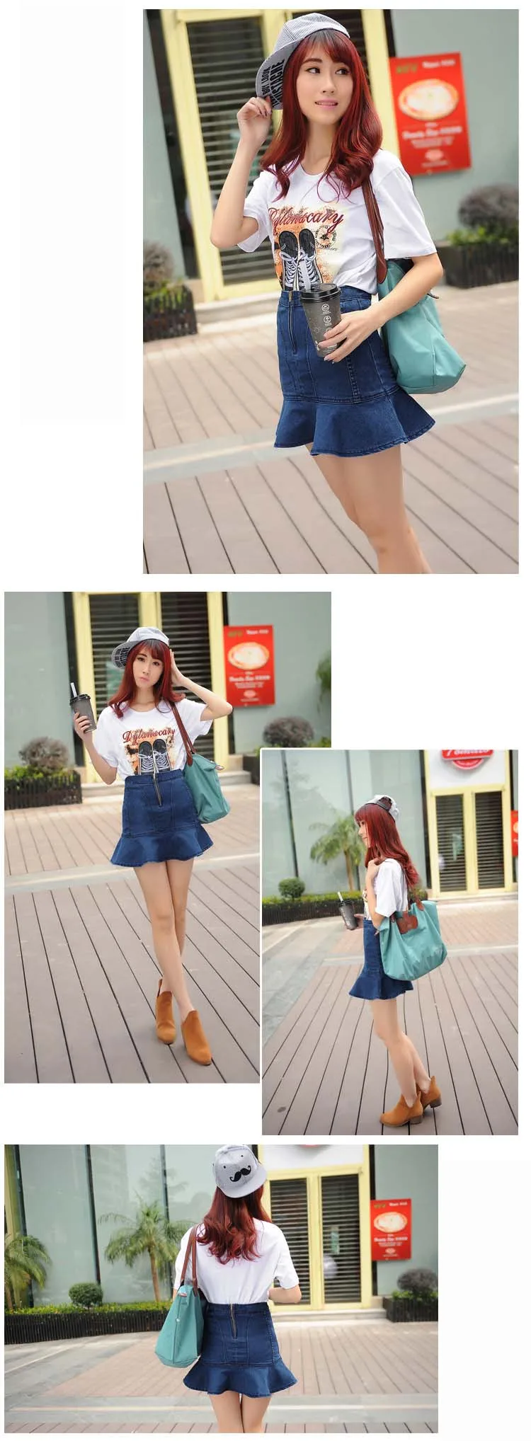 2018 fashion autumn newWomen's Clothing Summer Denim Skirts Plus Size Empire Stretch Sexy Jean Skirt Ladies Blue Jupe Ruffles Mini A-line Skirts (9)