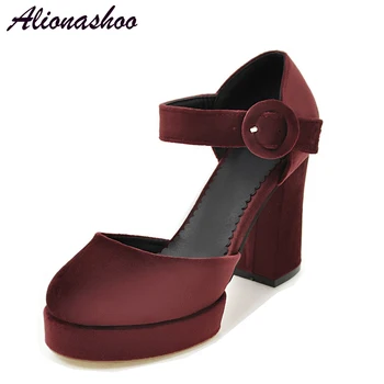 Alionashoo Brand Pu Leather Ladies Pumps Buckle Strap Thick high heels Sexy handmade Shallow Round Toe Dress women Shoes Size 47
Alionashoo Brand Pu Leather Ladies Pumps Buckle Strap Thick high heels Sexy handmade Shallow Round Toe Dress women Shoes Size 47