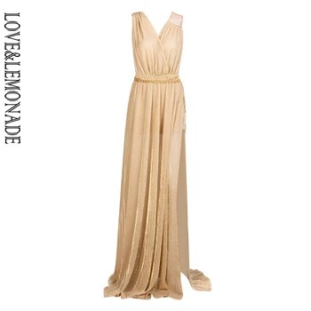LOVE&LEMONADE Sexy Apricot Deep V-Neck Metal Chain Decoration Side Slit Maxi Dress LM81720 LM81720
LOVE&LEMONADE Sexy Apricot Deep V-Neck Metal Chain Decoration Side Slit Maxi Dress LM81720 LM81720