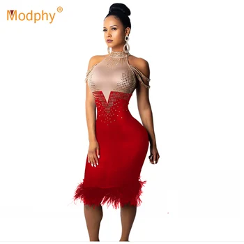 Red Blue Crystal Feather Off Shoulder Elegant Bandage Dress Women's Sleeveless Diamond Dress Sexy Club Party Bodycon Vestidos
Red Blue Crystal Feather Off Shoulder Elegant Bandage Dress Women's Sleeveless Diamond Dress Sexy Club Party Bodycon Vestidos