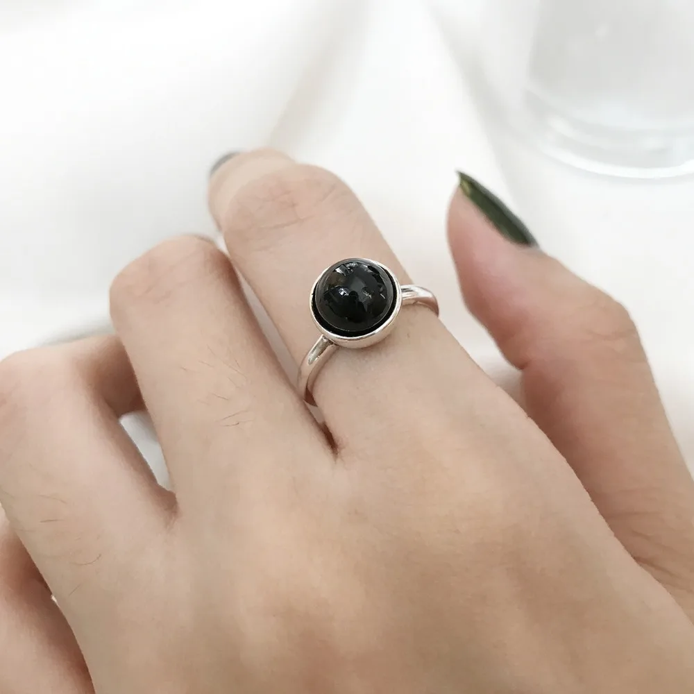 Retro Vintage Authentic S925 Sterling Silver Fine Jewelry Black Agate Stone Open rings J293
Retro Vintage Authentic S925 Sterling Silver Fine Jewelry Black Agate Stone Open rings J293