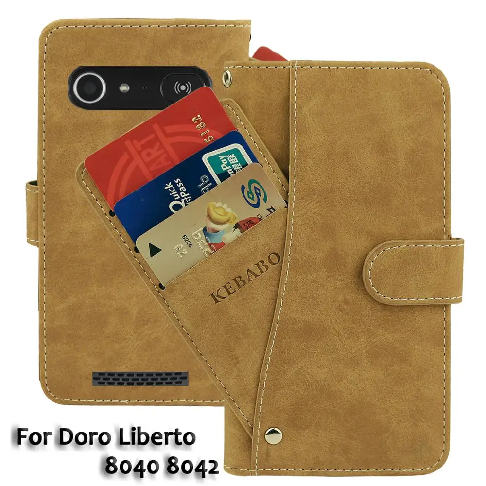 

Vintage Leather Wallet Doro Liberto 8040 8042 5" Case Flip Luxury Card Slots Cover Magnet Stand Phone Protective Bags