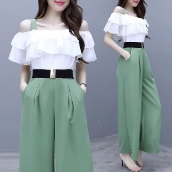 Slash Neck Women 2 Piece Set Top And Pants Petal Sleeve Women's Summer Suit Ruffle Ensemble Femme Deux Pieces Sweet Women's Suit
Slash Neck Women 2 Piece Set Top And Pants Petal Sleeve Women's Summer Suit Ruffle Ensemble Femme Deux Pieces Sweet Women's Suit