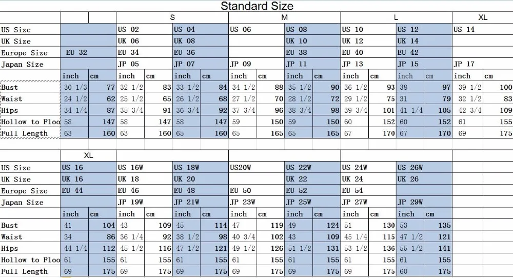 size chart